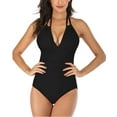 thumbnail image 2 of SNOWSONG Clearance! Womens Bodysuit, Womens Deep V Neck Bodysuit Long Sleeve One Piece Swimsuit, Plus Size Bodysuit, Sexy One Piece Swimsuit, Shirts for Women 1PC Swimsuit Black L, 2 of 8