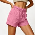 thumbnail image 2 of Women's Utility Shorts with Pockets, Casual Solid Color Elastic Waist Twill Shorts, Summer Lightweight Everyday Cuffed Hem Chino Basic Shorts, 2 of 8