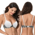 thumbnail image 4 of Curve Muse Women's Plus Size Perfect Shape Add 1 Cup Push Up Underwire Bras-2PK-WHITE/PRINT BLACK,WHITE-42DDD, 4 of 7