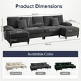 thumbnail image 2 of Mjkone U-Shaped Sectional Sofa, 4 Seats Corduroy Couch with Double Comfy Chaise for Living Room - Dark Gray, 2 of 7