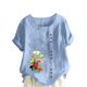 thumbnail image 1 of Camiseta suelta informal de verano con cuello redondo y manga corta con estampado de flores para mujer OAVQHLG3B Store  lin121212, 1 of 4