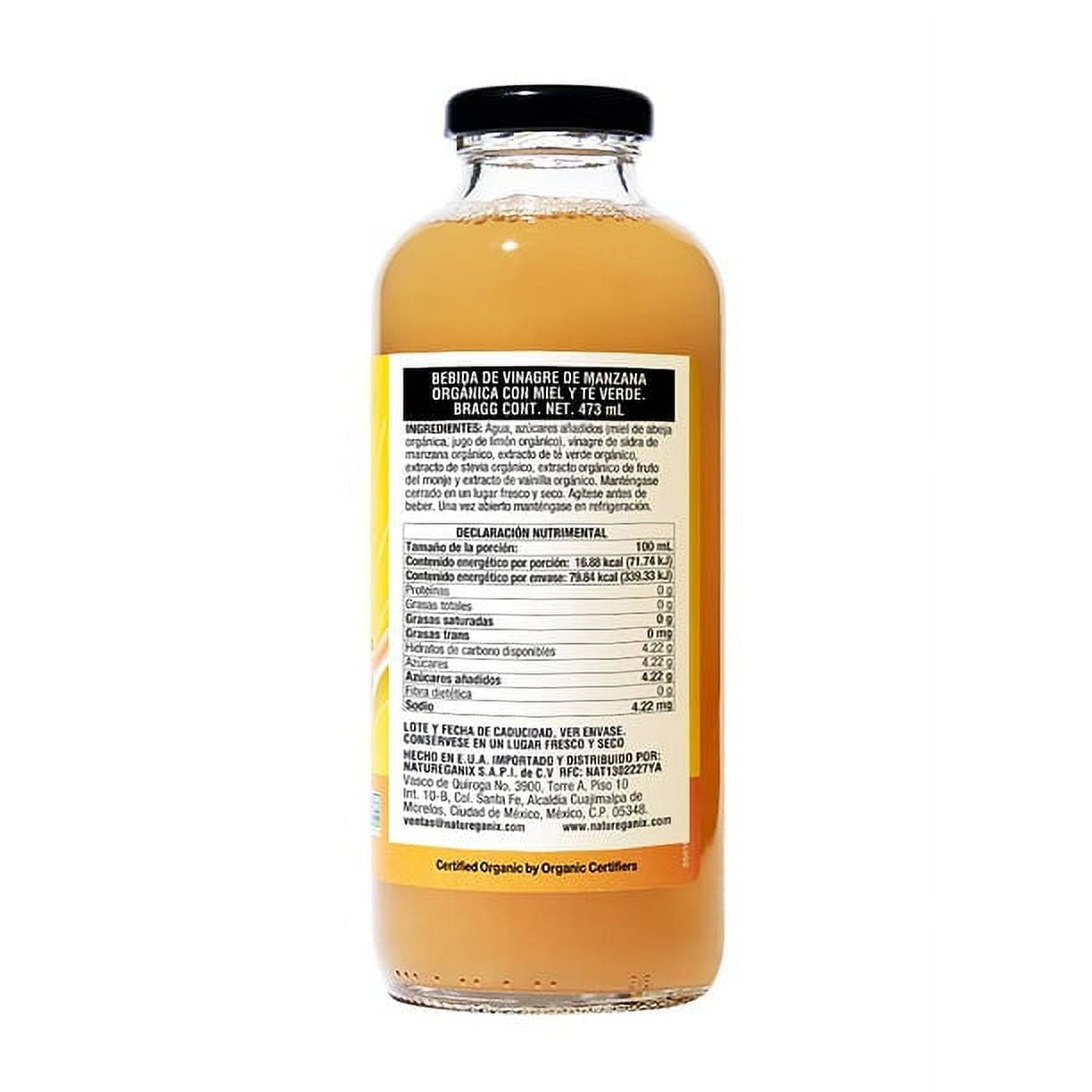 Bragg Organic Apple Cider Vinegar Refreshers Honey & Green Tea 16 fl oz Pack of 4