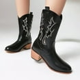 thumbnail image 6 of UngA Cowboy Boots for Women Wide Calf Heel Motorcycle Style Classic Fashion Black,7.5, 6 of 7