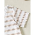 thumbnail image 6 of CARETOO Newborn Baby Boy Clothes Infant Boy Romper Summer Outfits 2Pcs Striped Top Overalls 0-18M, 6 of 14
