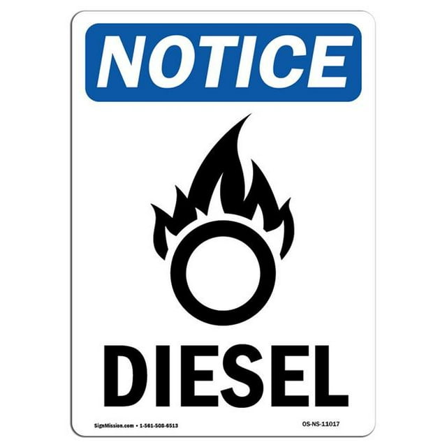 SignMission OS-NS-A-1824-V-11017 18 x 24 Po Panneau d'Avertissement OSHA - Diesel