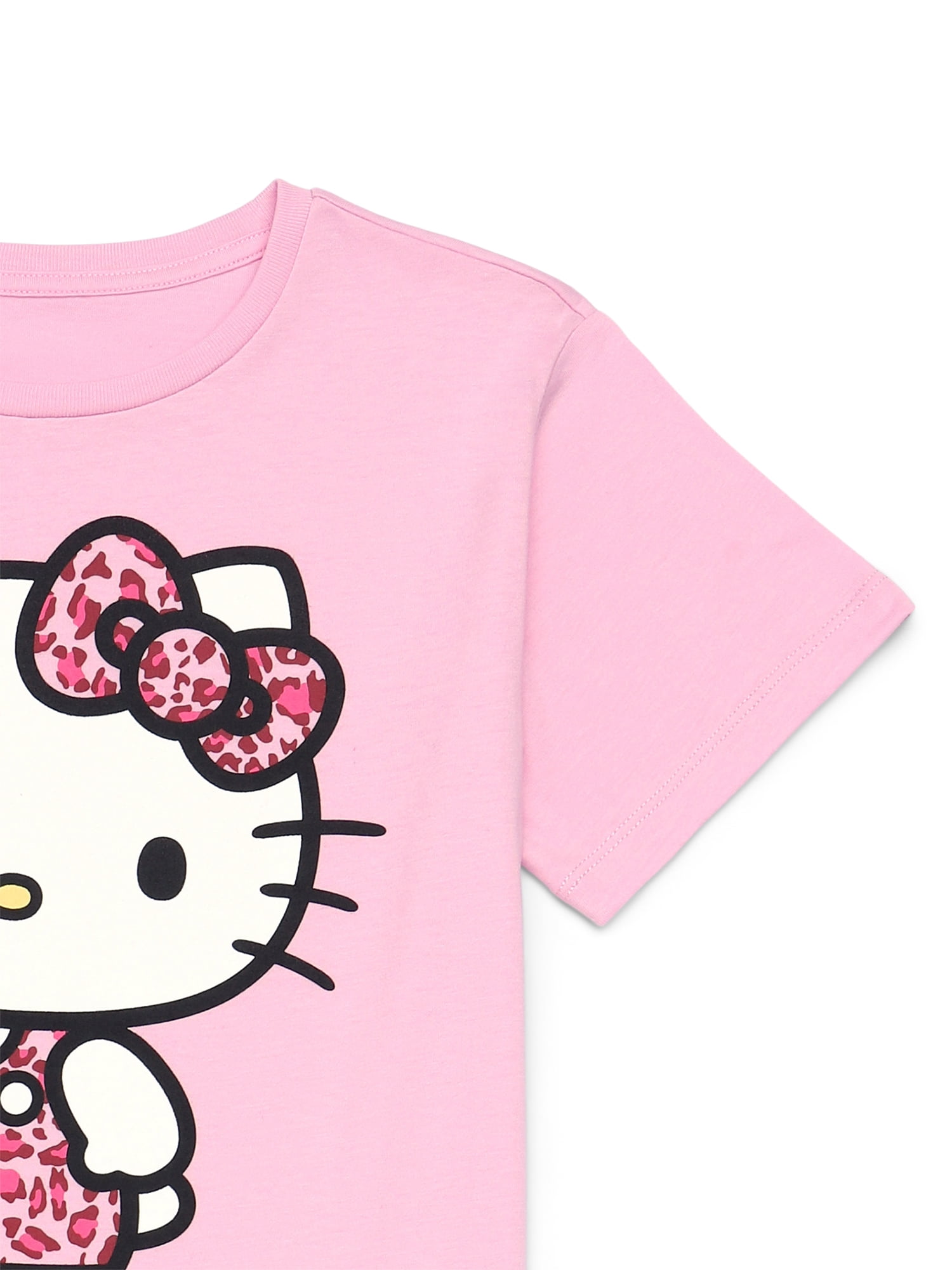 Hello Kitty Animal Print Girls Short Sleeve Graphic T-Shirt, Sizes 4-16