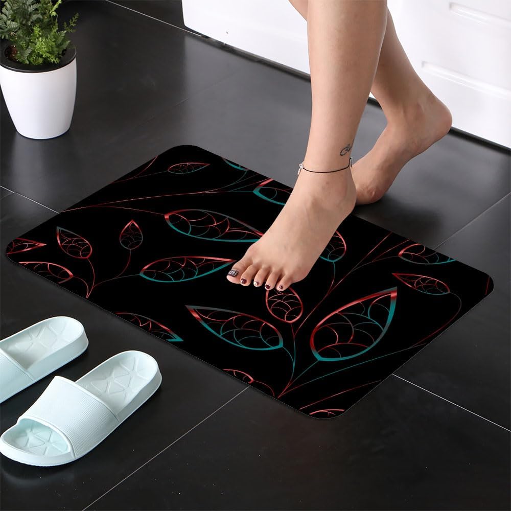 Diatomaceous Earth Bath Mat,Artistic Flower Soft Wrinkle Free Bathroom Floor Rugs Non-Slip Volume Super Absorbent Fast Drying for Bathroom Kitchen Door mat,Eco-Friendly Easy to Clean（50cmx80cm）