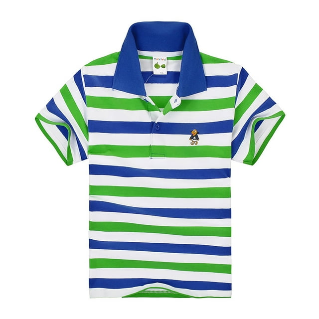 Polo Garçon Rayé Chemise Manches Courtes Garçon Chemise Boutonnée 10-11 Ans Tenue Garçon
