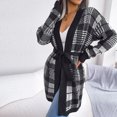 thumbnail image 4 of Pntutb Moda Mujer Otoño Invierno Color Sólido Enrejado Manga Larga Cardigan Suéter Chaqueta Tops Rollbacks Pntutb Pntutb-3742, 4 of 8