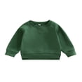 thumbnail image 1 of MesaSe Bébé Garçon Fille Solide Coton Pull Col Rond Manches Longues T-Shirt Tops Printemps Vêtements d'Automne Brun 2-3 Ans, 1 of 7