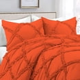 thumbnail image 4 of D.N.G. BEDDINGS 3 Piece Luxurious Diamond Ruffle Comforter Set Super Soft, All Season Pintuck 800 Thread Count, 100% Egyptian Cotton, Oversized Super King Size Orange Color, 4 of 9