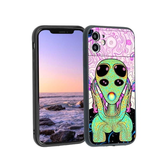Compatible with iPhone 11 Phone Case, Psychedelic-Trippy-Alien-Art-Visuals-Colours27 Case Men Women, Flexible Silicone Shockproof Case for iPhone 11