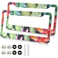thumbnail image 2 of GZHJMY Cactus License Plate Frames 2pcs, Waterproof Aluminum Alloy Front Rear Tag Car License Plate Cover with Screw Cap Set for US Vehicles, 12 x 6 Inch, 2 of 7