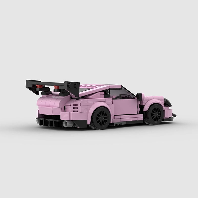 MOC Pink Sports Car Building Set, 1:32 Scale GT3 Race Car Model Kit, Speed Champions Style Collectible Brick Toy for Kids & Adults