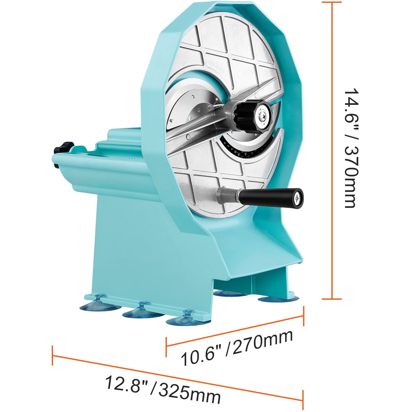 Manual Vegetable Slicer, Adjustable 0-0.5" Thickness, Stainless Steel Blades, Dual Feed Chutes, 6 Suction Cups, Commercial Grade, for Fruits, Vegetables & Cheese