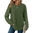thumbnail image 2 of ZHYou Women Ribbed Knit Sweaters,Pullover,Long Sleeve,Soft Stretchy Warm Casual Crewneck Tops,Army Green,Size S, 2 of 7