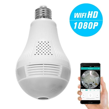 

Wireless 1080P Mini Panoramic Fish Eye WIFI 360 Degree LED Light Bulb IP Camera IR Lamp Night Vision IR-CUT Full View Support for Android/iOS APP Remote Control