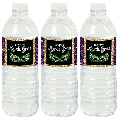 Mardi Gras - Masquerade Party Water Bottle Sticker Labels - Set of 20