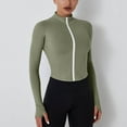 thumbnail image 2 of Mikilon Women's Zipper Slim Yoga Tops Solid Color Long Sleeve Sports Tops, 2 of 4