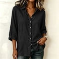 thumbnail image 5 of BLVB Button down Shirts for Women 3/4 Sleeve Tops V Neck Collared Office Blouses Dressy Casual Outfits, 5 of 7