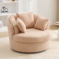 thumbnail image 2 of BRILHAMEZ Modern Oversized 360° Swivel Accent Chair, Lambswool Fabric Round Cuddle Chair Single Sofa Lounge Chair for Living Room, Brown, 2 of 8
