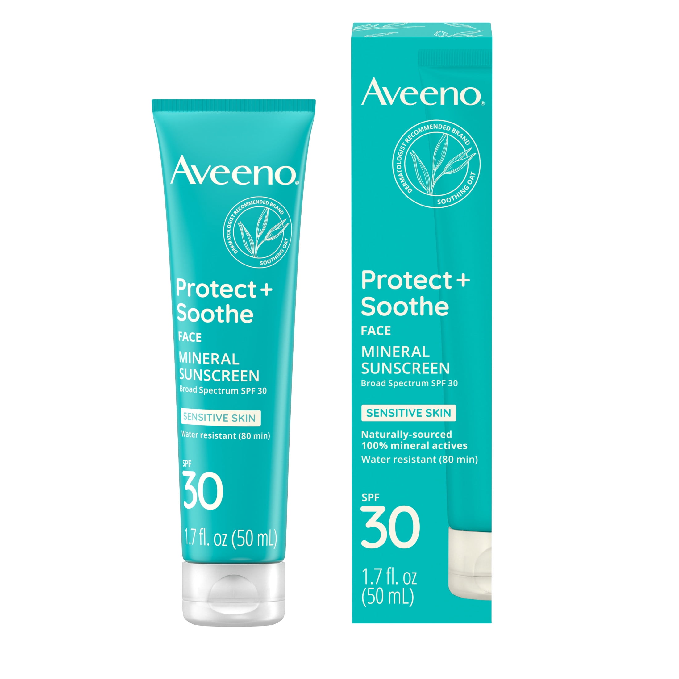 Aveeno Protect + Soothe Face Mineral Sunscreen SPF 30 1.7 fl oz product package