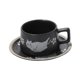 thumbnail image 3 of Juego de taza de té y platillo, juego de taza de café de cerámica para capuchino, leche, regalo de cumpleaños Negro, 3 of 9