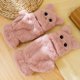 thumbnail image 3 of Minnieouse 1 par de guantes para niña, manopla con aleteo para Cosplay, manopla de felpa sin dedos, ropa suave y cómoda, botón, calentador de guantes y mitones Bronceado suave, 3 of 6