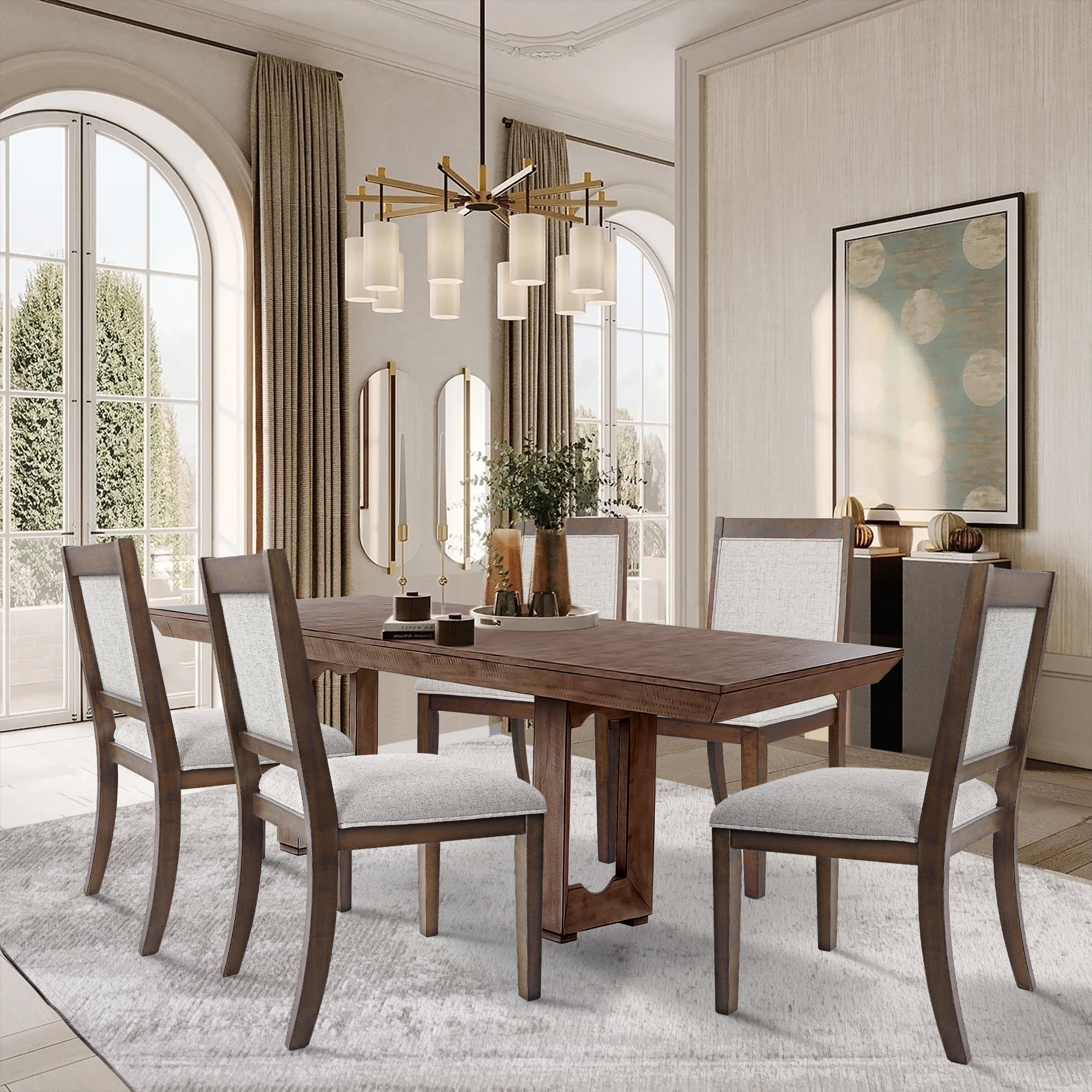 HomePop Open Back Upholstered Dining Chair, Set of 2, Neutral