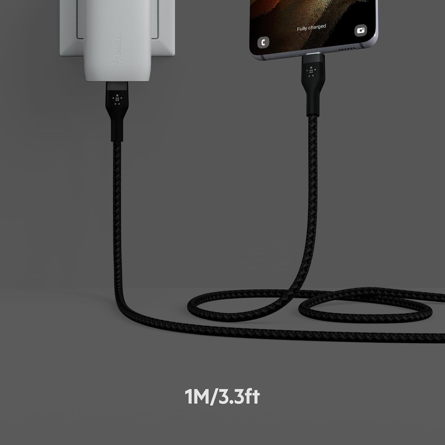 Belkin BoostCharge Pro Flex Braided USB-C to USB-C Charger Cable (1M/3.3FT), USB-IF Fast Charging iPhone 16 Series, MacBook Pro, iPad Pro, Galaxy S25, Nintendo Switch 2 - Black & White (2-Pack)