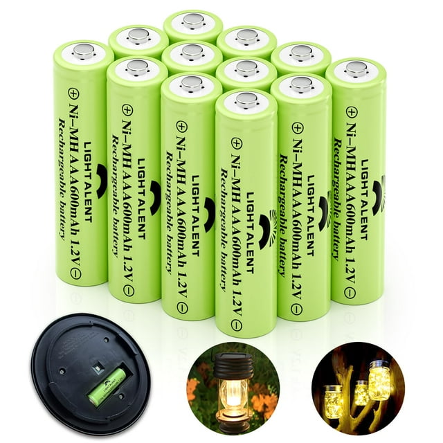 Pilas AAA recargables Lightalent Ni-MH 600 mAh (paquete de 12)