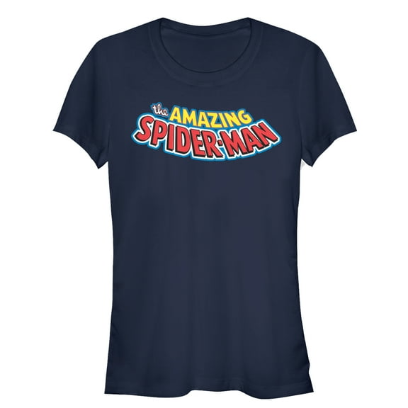 Junior's Marvel Amazing Spider-Man Logo  Graphic Tee Navy Blue X Large