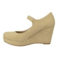 thumbnail image 3 of City Classified Shoes Women Mary Jane Ankle Strap Wedge Platform Pumps MARK Natural Beige 10, 3 of 3