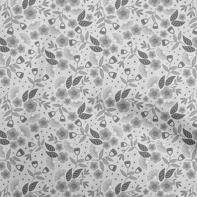 oneOone Polyester Spandex Gray Fabric Floral Sewing Craft Projects Fabric Prints By Yard 56 Inch Wide