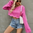 thumbnail image 2 of HKEJIAOI Hauts en Coton à Manches Longues pour Femmes Solid Out Tops pour Femmes V Cou, 2 of 8