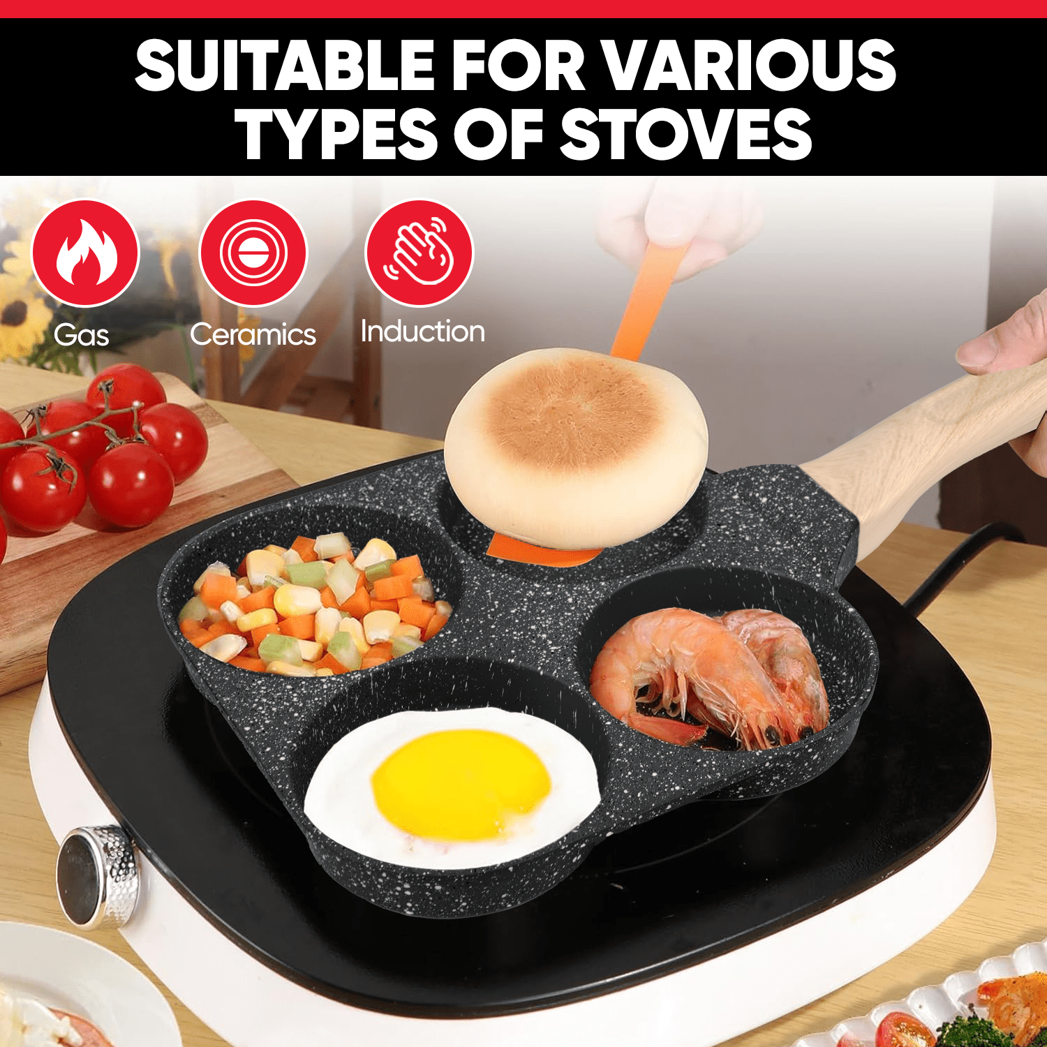 Soulfox 2-Piece Granite Nonstick Fry Pan Set 9.72"/7.28"Aluminum Cookware All Stove&Dishwasher Safe