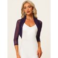 thumbnail image 2 of Semi Sheer Elegan Mangas Largas Bolero Shrug Top para Mujer Púrpura XS, 2 of 4