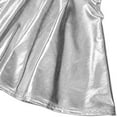 thumbnail image 4 of JGGSPWM Women's Shiny Metallic Wet Look Stretchy Flared Mini Skirt Fashion High Waist Pleated Solid Color Casual Short Skirts Silver XL, 4 of 5