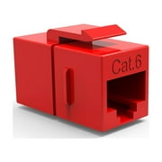 ACCL Cat.6 Inline Coupler w/Keystone Latch Red, 3 Pack