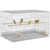 Yaheetech 30.5 inch Rectangle Breeding Flight Parakeet Bird Cage with Slide-Out Tray, Light Gray