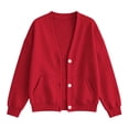 thumbnail image 6 of Rutainlusire Ladies V-Neck Button Up Fleece Sweatshirt with Kangaroo Pocket for Casual Wear, 6 of 6
