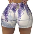 thumbnail image 2 of Honeii Lavender Blooms Window Print Women's Workout Shorts, Gym Shorts for Active Wear, Sports Shorts,Women's Running Shorts,Quick Dry Athletic Shorts-Large, 2 of 8