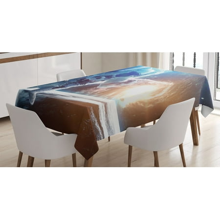 

Outer Space Decor Tablecloth Spaceman in Galaxy in front of Nebula Gas Cloud Interstellar Art Print Rectangular Table Cover for Dining Room Kitchen 60 X 90 Inches Blue Yellow by Ambesonne