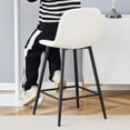 thumbnail image 3 of Bar stools Set of 2, Faux PU Leather Counter Height Bar Stools, Dining Room Chairs with Metal Legs & Soft Backrest, Easy to Assemble(White), 3 of 9