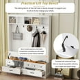 thumbnail image 3 of MAYEERTY 3-in-1 Hall Tree: Coat Rack, Lift Top Bench, 5 Hooks, 4 Drawers, White, 59"W x 74"H, 3 of 21