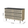thumbnail image 4 of PORKISS 6 Drawer Dresser, Wood Storage Cabinet with Fluted Vanity for Living Room, Large Capacity Chest of Drawers for Bedroom, Natural+Black, 4 of 11