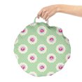 thumbnail image 2 of Rose Round Floor Cushion with Handle, Retro Flower Petals on Classic Polka Dots Backdrop Nostalgic Art Vintage Feels, Pillow for Living Room & Dorms, 18" Round, Magenta Pale Green, by Ambesonne, 2 of 4