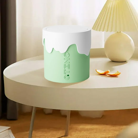Desktop Trash Can Cute Small Bedroom Bedside Office Plastic Scandinavian Storage Bucket Mini With Lid Home Use Multi-scene Use Wider Pressure Ring
