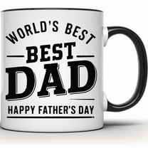 Worlds Best Dad Mug - Fathers Day Gift - Best Dad Ever - Gift for Dad - Gift from Daughter - Gift from Son - Dad Birthday Mug - 11 Ounce Black Rim Handle Novelty Coffee Cup - WMUG0974-BLK
