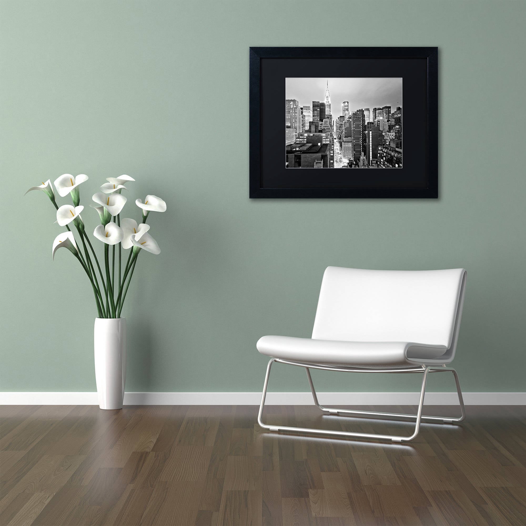 Trademark Fine Art "New York Skyline 2" Canvas Art by Preston Black Mat, Black Frame